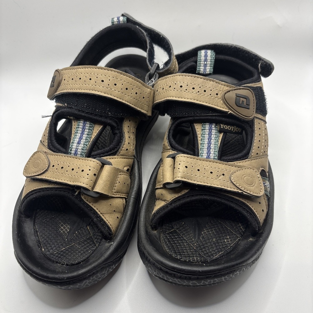 Foot Joy Womens 6M Brown Leather Adjustable Golf Sandals Soft Spikes 48786